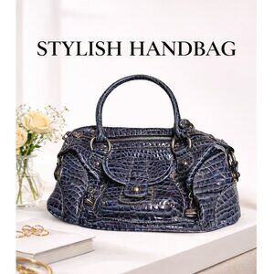 Kathy Van Zeeland - Alligator Style Blue Handbag